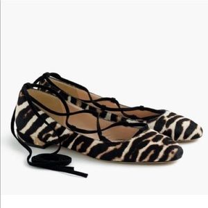 Jcrew Pony Hair lace up flat
